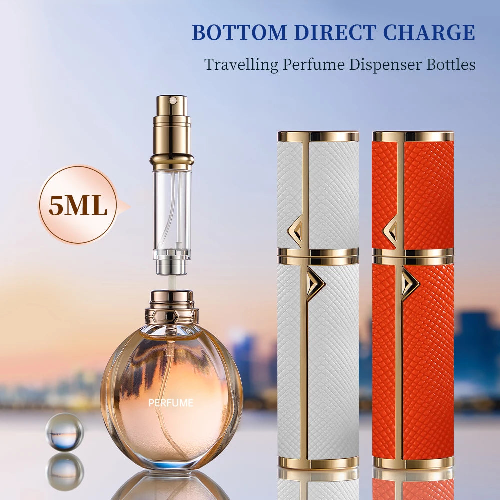 Louischanzl travel essentials perfumes empty bottle arabes originales PU leather 5ml Perfume refillable Bottle mini size bottles