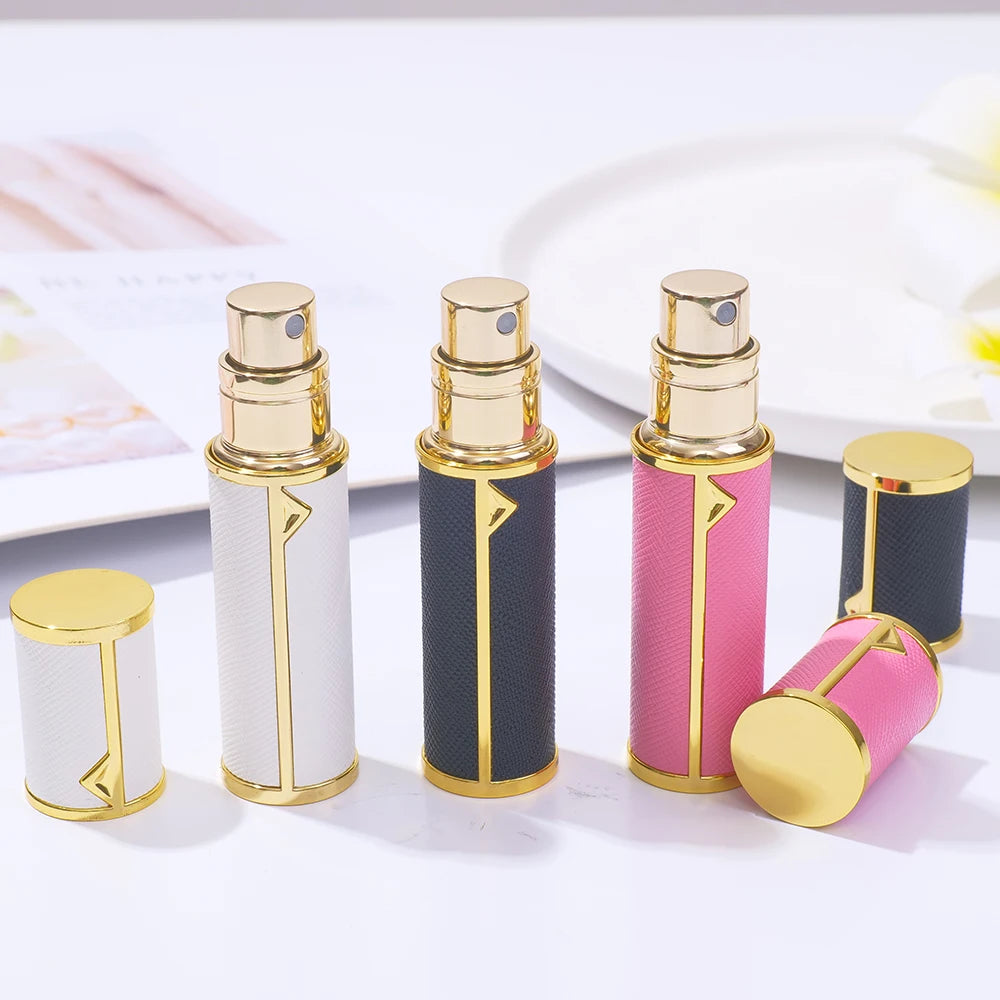 Louischanzl travel essentials perfumes empty bottle arabes originales PU leather 5ml Perfume refillable Bottle mini size bottles
