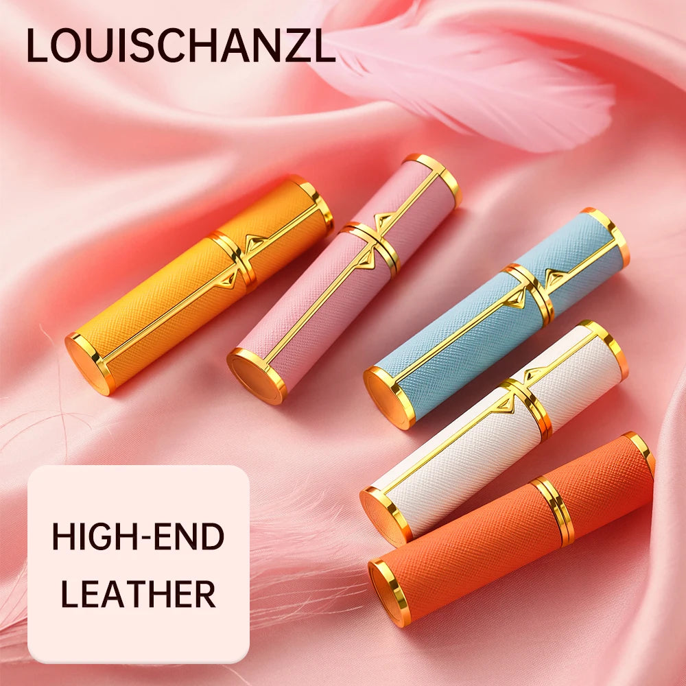 Louischanzl travel essentials perfumes empty bottle arabes originales PU leather 5ml Perfume refillable Bottle mini size bottles